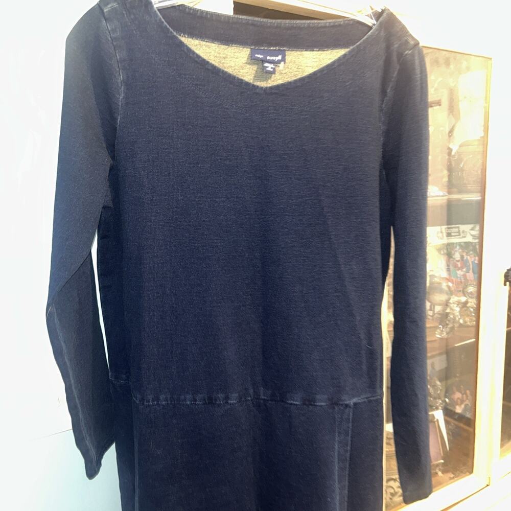 J. JILL Indigo Dress Size Medium Petite Sleeve Stretch Denim Blue Women’s D22 - Picture 4 of 4